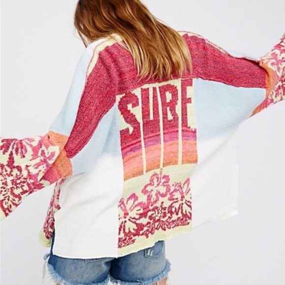 Free People Sweaters - New Free People 🌺 Kimono Surf Hibiscus 🌺 Sweater